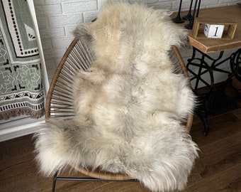 Follkee Melerade Sheepskin Rug Throw Fur Rug Sheepskin Rug throw, natural sheepskin, real sheepskin rug, chair throw, genuine leather rug