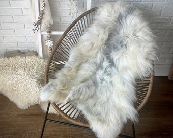 Follkee Melerade Sheepskin Rug Throw Fur Rug Sheepskin Rug throw, natural sheepskin, real sheepskin rug, chair throw, genuine leather rug