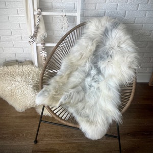 Follkee Melerade Sheepskin Rug Throw Fur Rug Sheepskin Rug throw, natural sheepskin, real sheepskin rug, chair throw, genuine leather rug