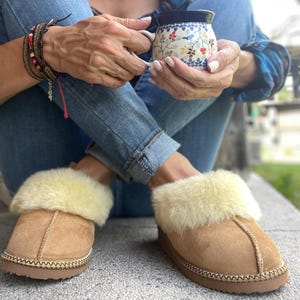 Nati Women&#39;s Moccasin Slippers SheepSkin Merino Wool Slippers, House Shoes