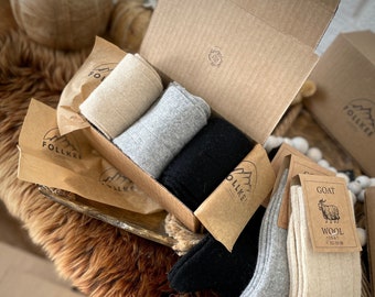 Follkee Set-Men’s Women's Thin Merino Wool Socks 3 pairs, Men Casual Socks Women's and Mens Thin Merino Wool Socks, Great Gift Idea