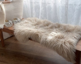 Follkee Sheepskin, Champagne Beige Taupe Icelandic Australian Sheepskin, sheepskin rug throw, natural sheepskin, real sheepskin rug