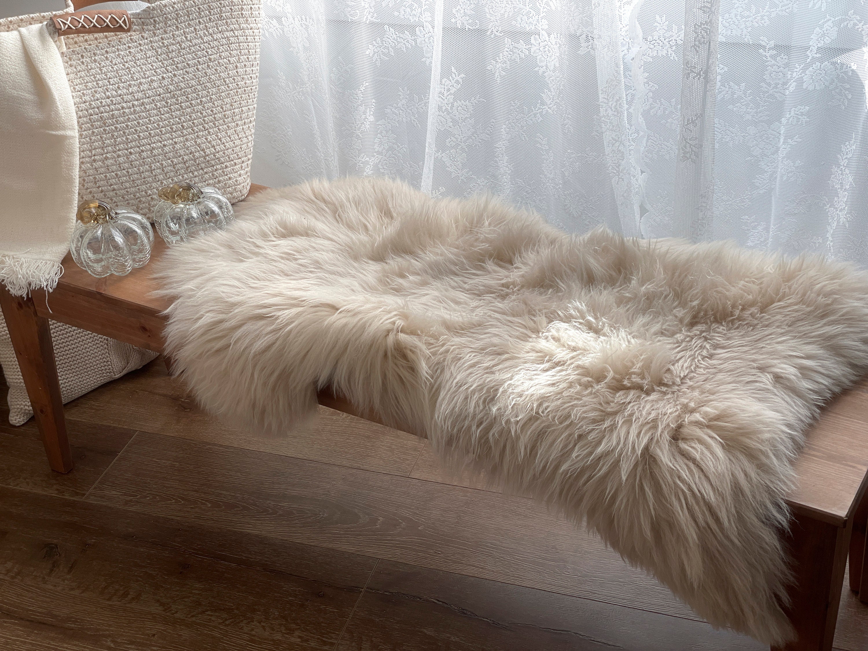 Follkee Sheepskin, Champagne Beige Taupe Icelandic Australian Sheepskin, sheepskin rug throw, natural sheepskin, real sheepskin rug