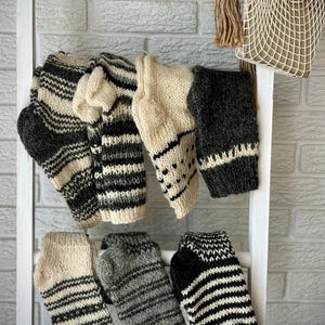 100% Natural Wool Hand Knitted Organic Sheep Wool Socks Extra Thick Great Gift Idea