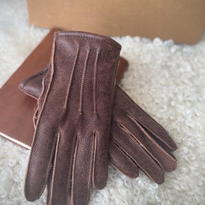 Follkee Women's Gloves Sheepskin Wool Mittens Brown Warm Gloves Handmade Sustainable