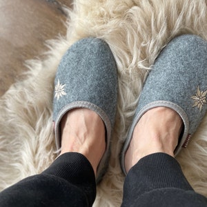 Follkee Women's Slippers Gray / Ultra Light / Wool Felt Blend/ Slip on/ Cute Slippers image 6