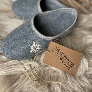 Follkee Women's Slippers Gray / Ultra Light / Wool Felt Blend/ Slip on/ Cute Slippers image 4