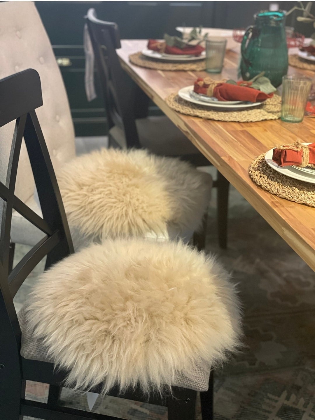 Chair Pad Stool Pad Round Champagne Scandinavian Decor Seat Pad