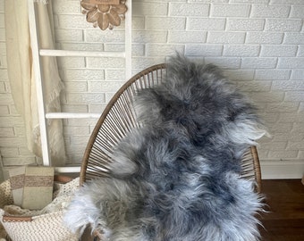 Follkee Melerade Sheepskin Rug Throw Fur Rug Sheepskin Rug throw, natural sheepskin, real sheepskin rug, chair throw, genuine leather rug