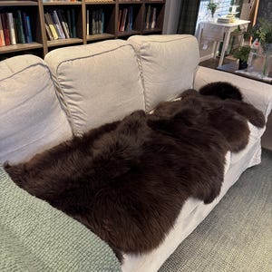 Follkee Genuine Natural Double Sheepskin Rug  | Humanely Sourced | Natural Brown, 100% ORGANIC lambskin carpet, bedspread, pelt, chair cover