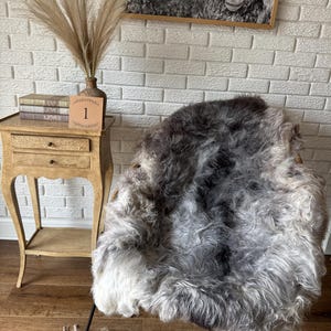 Follkee Rustic Icelandic Sheepskin Rug Throw Fur Rug Sheepskin Rug throw, natural sheepskin, real sheepskin rug, chair throw, all natural