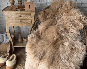 Follkee SheepSkin Rug, Icelandic Premium Quality Sheepskin Blanket, Australian SheepSkin, Soft Sheepskin, Sheepskin throw