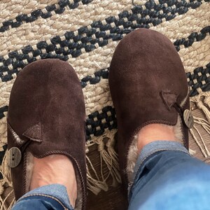 Follkee Slippers Bambosh Brown Sheep Skin Wool Lined Handcrafted Luxury Slippers image 4