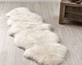 Follkee Beautiful White Two-Pelt Iceland SHEEPSKIN rug Sheepskin Throw Fur Rug Sheepskin Rug throw, natural sheepskin, real sheepskin rug