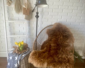 Follkee Melerade Sheepskin Rug Throw Fur Rug Sheepskin Rug throw, natural sheepskin, real sheepskin rug, chair throw, genuine leather rug