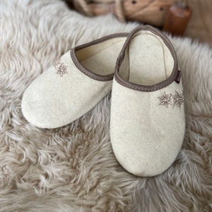 Follkee Women's Slippers Beige / Ultra Light / Wool Felt Blend/ Slip on/ Cute Slippers image 2