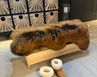 Follkee SHEEPSKIN rug, Chestnut brown Icelandic Australian Sheepskin, sheepskin rug throw, natural sheepskin, Ginger Brown, Sheepskin Throw