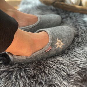 Follkee Women's Slippers Gray / Ultra Light / Wool Felt/ Wool Lined/ Slip on/ Cute Slippers image 6