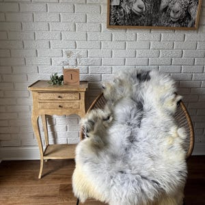 Follkee Icelandic Sheepskin Rug Throw Fur Rug Sheepskin Rug throw, natural sheepskin, real sheepskin rug, chair throw, genuine leather rug