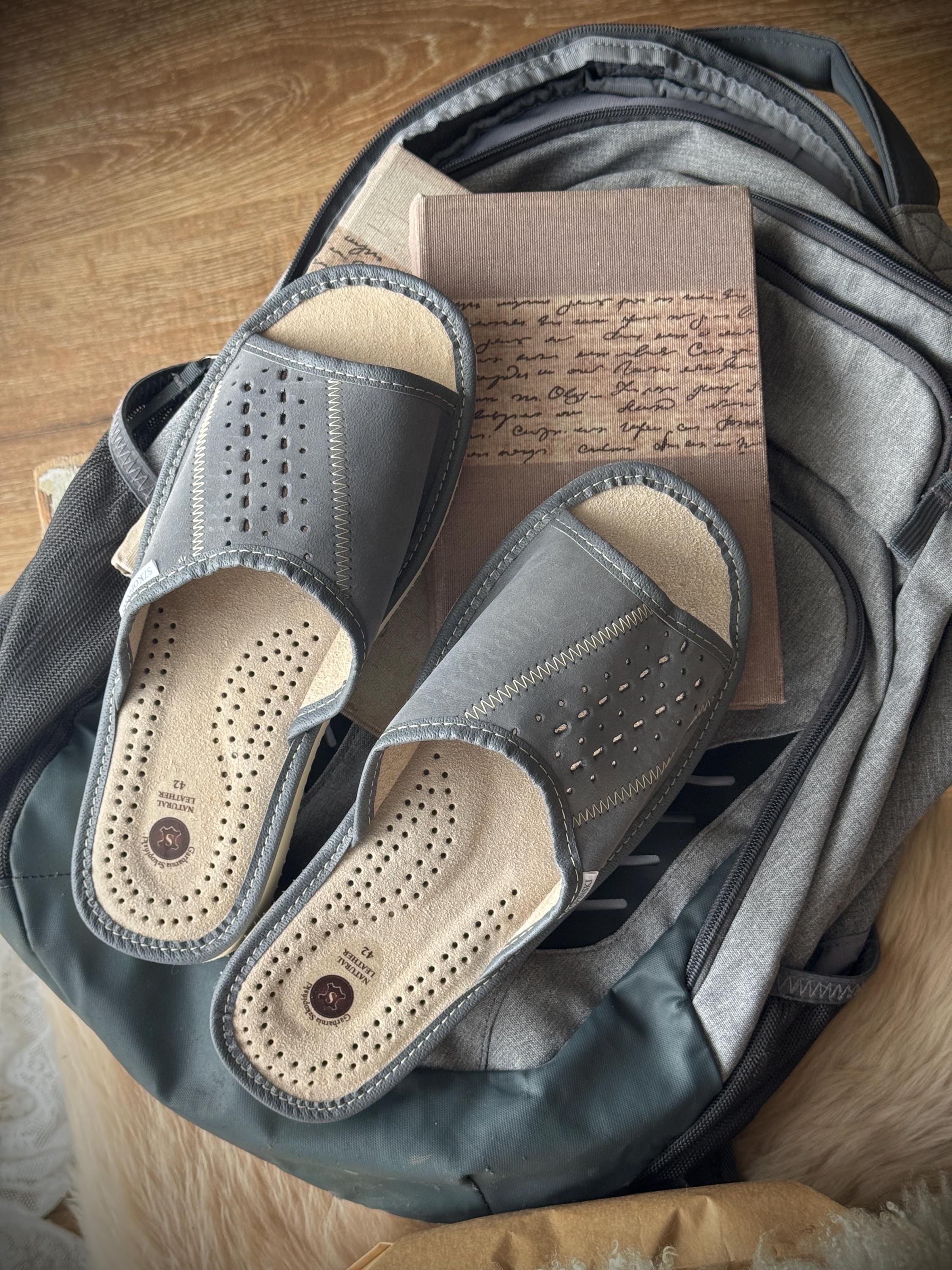 Handmade Gray Suede Slip-On Leather Sandals Nordic Stone Grey sandals main image 2