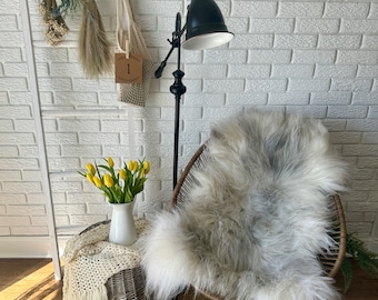 Follkee Melerade Sheepskin Rug Throw Fur Rug Sheepskin Rug throw, natural sheepskin, real sheepskin rug, chair throw, genuine leather rug