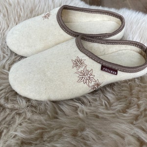 Follkee Women's Slippers Beige / Ultra Light / Wool Felt Blend/ Slip on/ Cute Slippers image 3