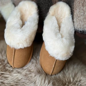 Follkee Kids Slip-on Sheep Skin Wool Slippers House Shoes Beige Slippers Leather