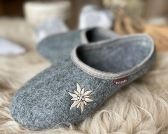 Follkee Women&#39;s Slippers Gray / Ultra Light / Wool Felt Blend/ Slip on/ Cute Slippers
