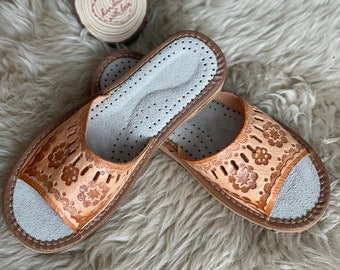 Follkee Women's Sandals Flip Flops Leather  Slippers