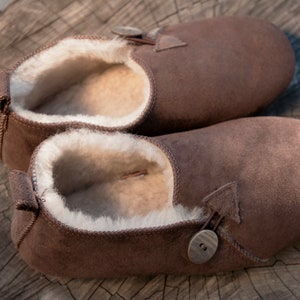 Follkee Slippers Bambosh Brown Sheep Skin Wool Lined Handcrafted Luxury Slippers image 7
