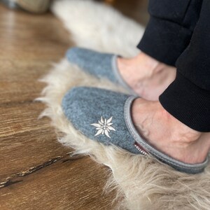 Follkee Women's Slippers Gray / Ultra Light / Wool Felt Blend/ Slip on/ Cute Slippers image 2