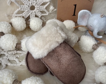 Follkee Kids Sheepskin Leather Baby Mittens Premium Quality Handmade 0-24 months