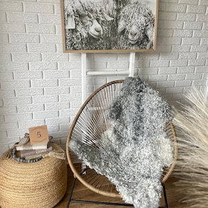 Follkee Gotland Sheepskin rug | Sheepskin Throws| Area Rug | Natural Sheepskin Blanket | Short Wool Gray Sheepskin | Couch cover| Sofa Throw