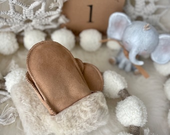 Follkee Kids Sheepskin Leather Mittens  Premium Quality Handmade 0-24m