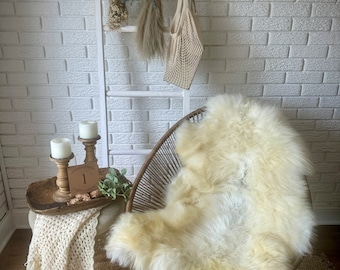 Follkee Melerade Sheepskin Rug Throw Fur Rug Sheepskin Rug throw, natural sheepskin, real sheepskin rug, chair throw, genuine leather rug