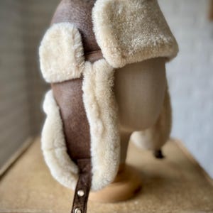 Follkee Men Aviator Hat 100% Sheepskin Wool Lined Handcrafted Luxury
