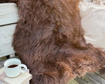 Follkee Natural Brown Icelandic Sheepskin Rug | Organic & Australian Throw | All Natural