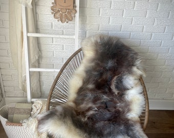 Follkee Melerade Sheepskin Rug Throw Fur Rug Sheepskin Rug throw, natural sheepskin, real sheepskin rug, chair throw, genuine leather rug