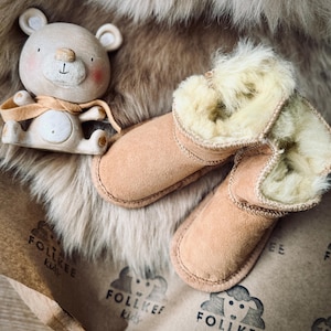 Follkee Kids Slippers House Shoes Handcrafted Wool 100% Leather
