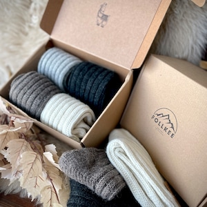Follkee Alpaca Wool Socks SET Women's and Men's Perfect for Hiking, Trekking  Great Gift Idea