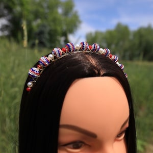 Red White & Blue Crystal Ball Headband: July 4th Tiara Crown