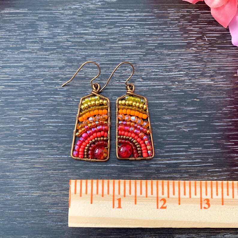 beaded earrings beach earrings beaded jewelry bohemian earrings Handcrafted earrings summer earrings hoop earrings colorful jewelry