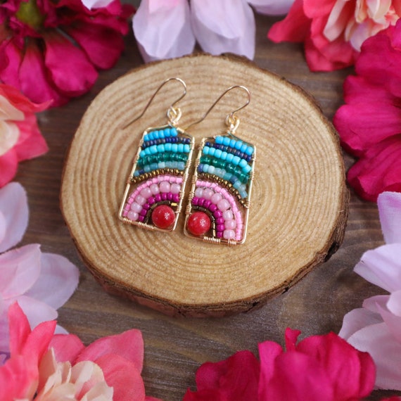 Square beaded best sale earrings