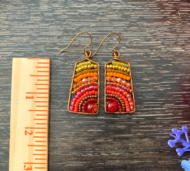 beaded earrings beach earrings beaded jewelry bohemian earrings Handcrafted earrings summer earrings hoop earrings colorful jewelry