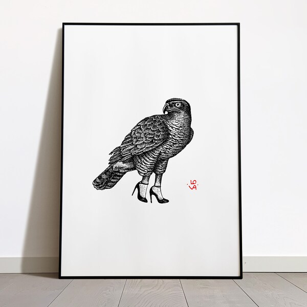 Digital Print, Habicht–Schuhe, Phantastische Tiere, Metamorphose, Illustration von Tieren