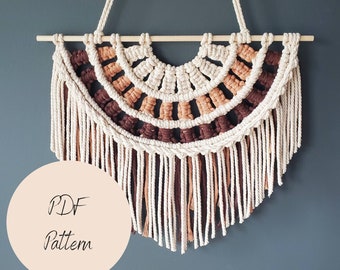 Macrame Wall Hanging Pattern - Semicircle macrame - PDF Tutorial with pictures, step-by-step guide and knot guide for beginners