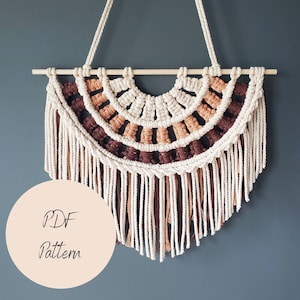 Macrame Wall Hanging Pattern - Semicircle macrame - PDF Tutorial with pictures, step-by-step guide and knot guide for beginners
