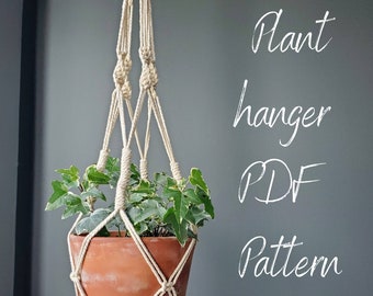 Easy PDF Pattern - Macrame Plant Hanger, beginner level, knot guide included,  Instant Download