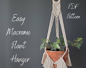 Patrón fácil de macramé para colgar plantas: guía de nudos para principiantes (patrón en PDF)