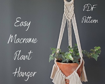 Easy Macrame Pattern - Macrame plant hanger including knot guide for beginners - PDF file with step by step instructions